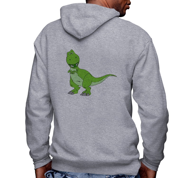Blusa Moletom Dinossauro Masculina com Capuz e Zíper - Mescla