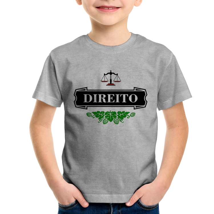 Camiseta Infantil Direito Beer Logo - Cinza