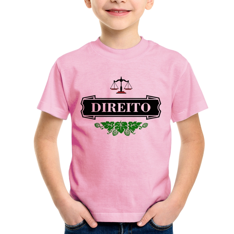 Camiseta Infantil Direito Beer Logo - Rosa Bebê
