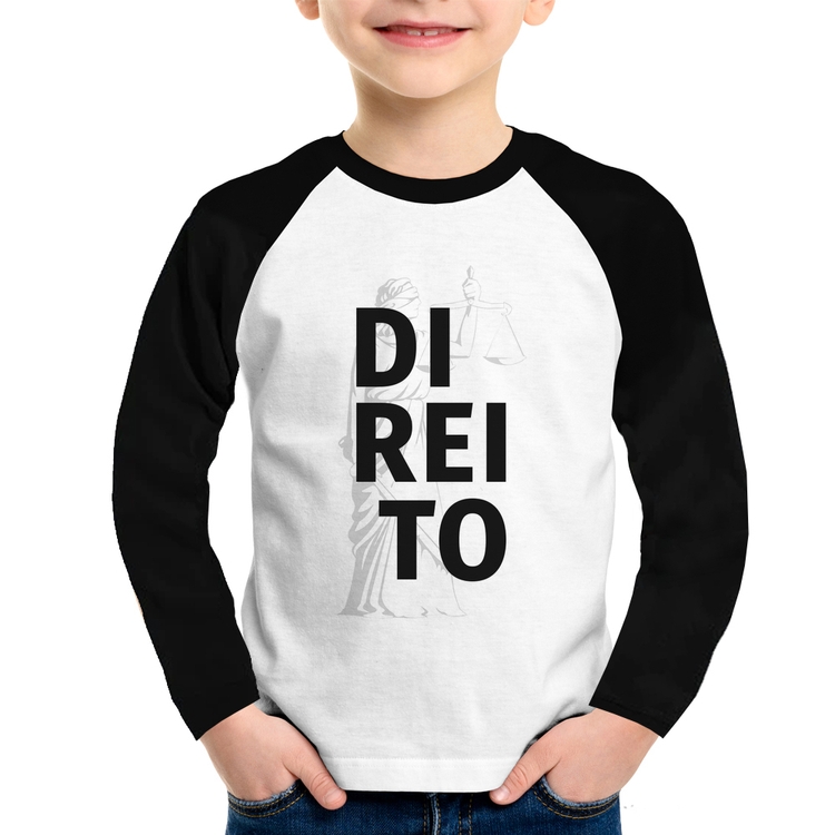 Camiseta Raglan Infantil Direito Estudante Manga Longa