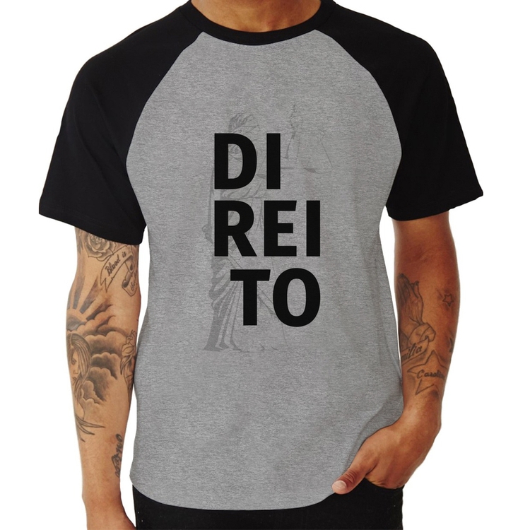 Camiseta Raglan Direito Estudante - Cinza/Preto