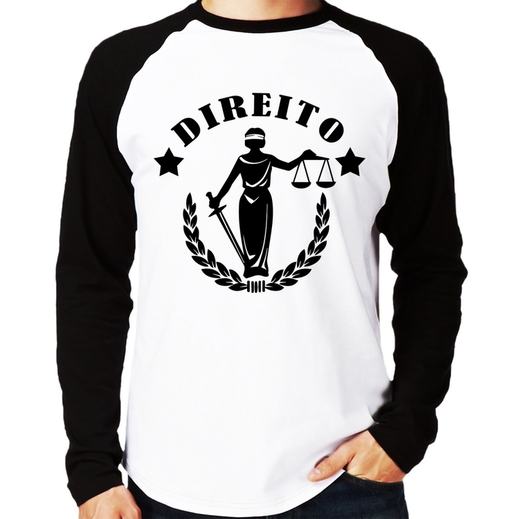 Camiseta Raglan Direito Justiça Manga Longa