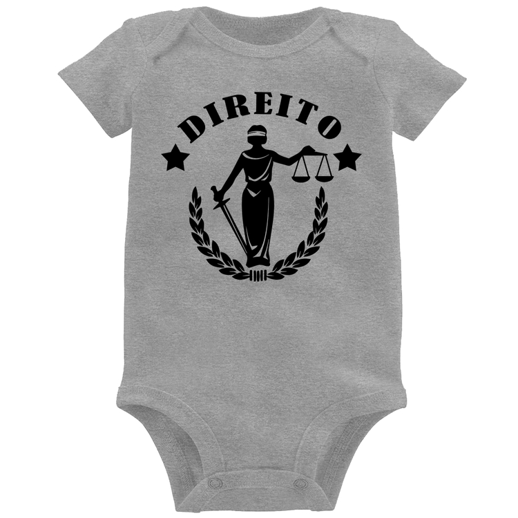 Body Bebê Direito Justiça - Cinza
