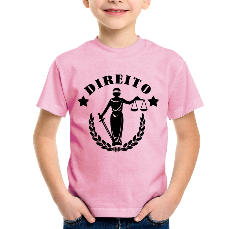 Camiseta Infantil Direito Justiça - Rosa Bebê
