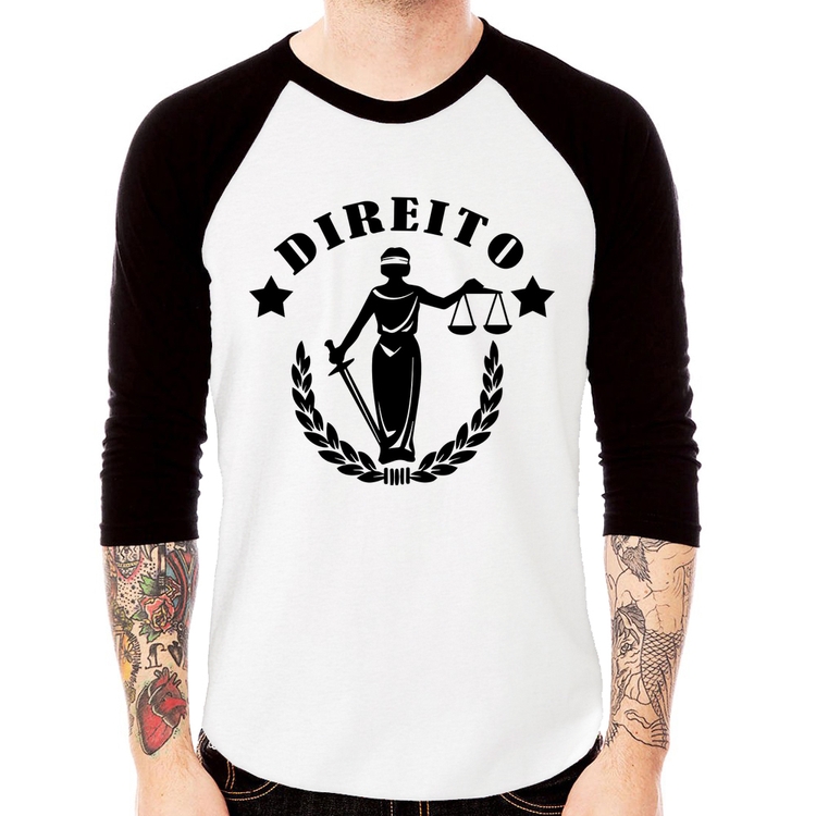 Camiseta Raglan Direito Justiça Manga 3/4