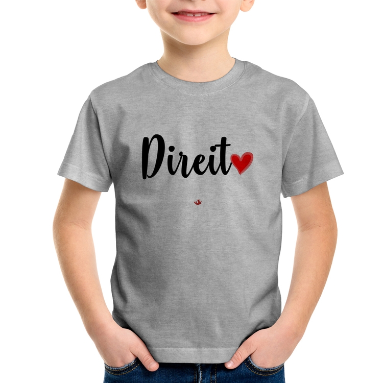 Camiseta Infantil Direito por amor - Cinza