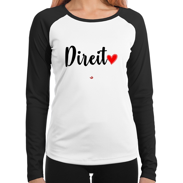 Baby Look Raglan Direito por amor Manga Longa