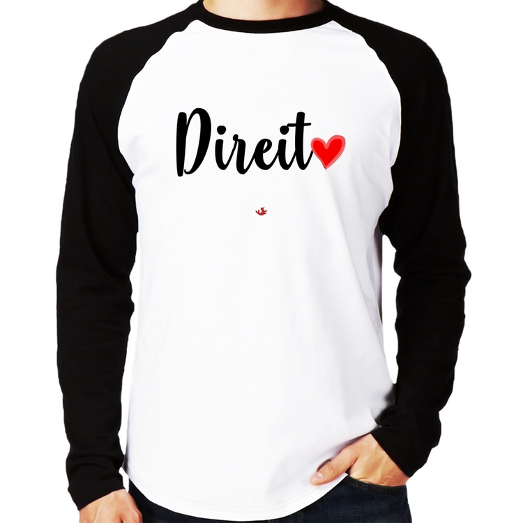 Camiseta Raglan Direito por amor Manga Longa