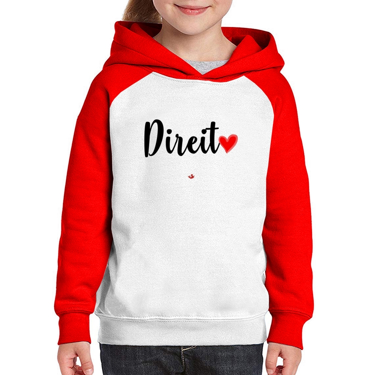 Moletom Infantil Direito por amor - Branco/Vermelho
