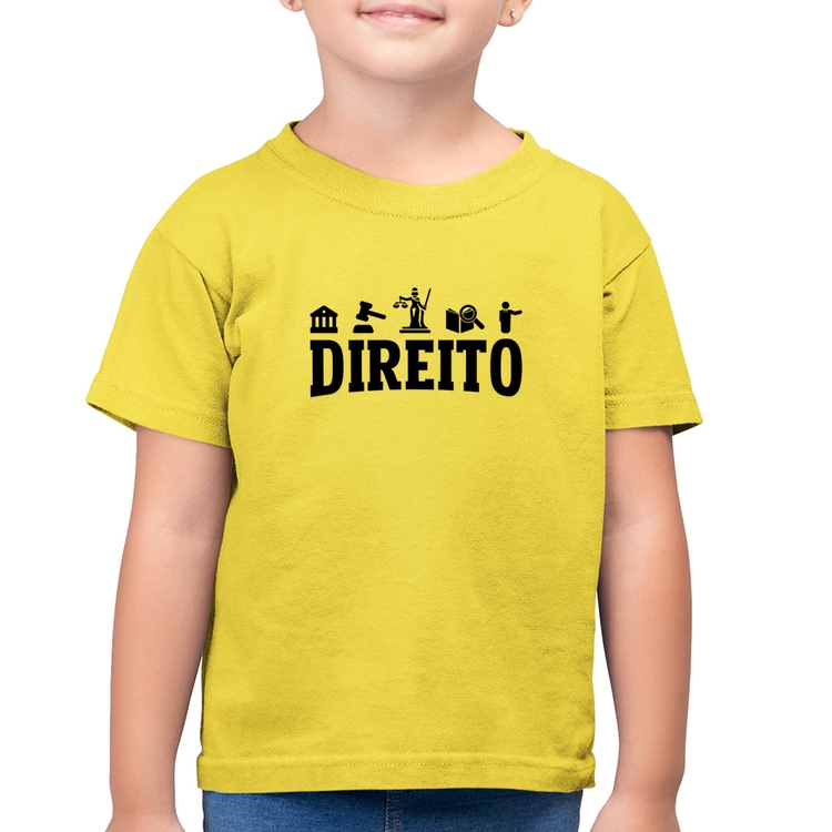 Camiseta Algodão Infantil Direito Símbolos - Amarelo Canário