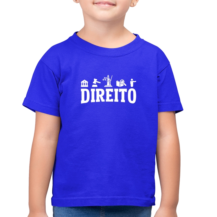 Camiseta Algodão Infantil Direito Símbolos - Azul Royal