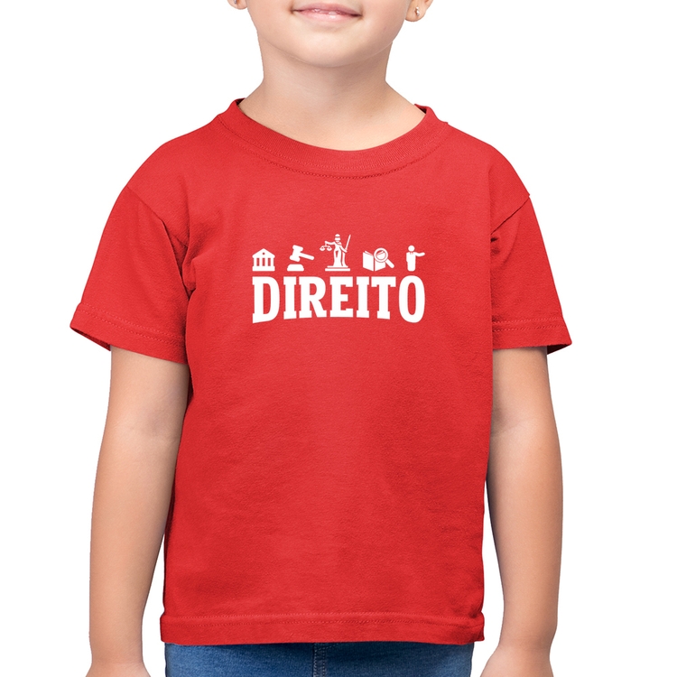 Camiseta Algodão Infantil Direito Símbolos - Vermelha