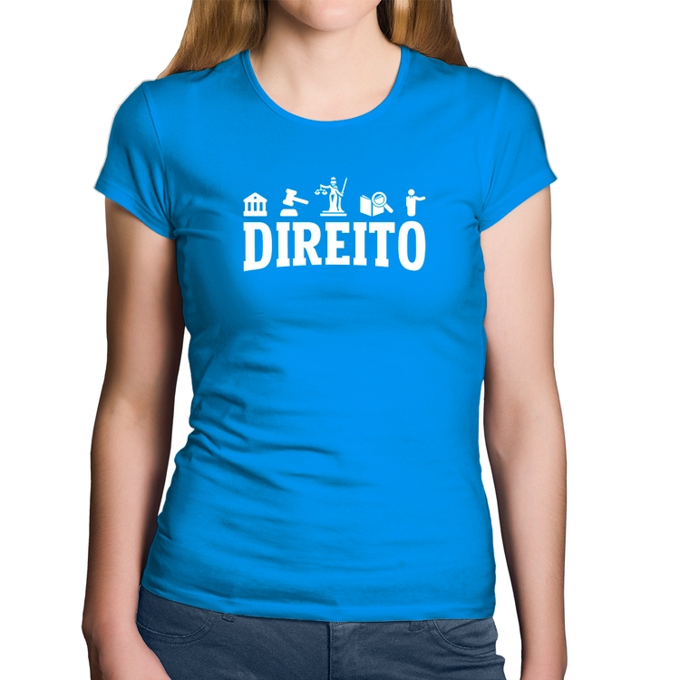 Baby Look Algodão Direito Símbolos - Azul