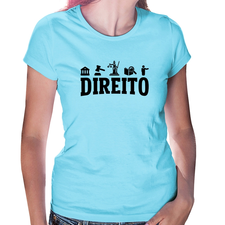 Baby Look Direito Símbolos - Azul Bebê