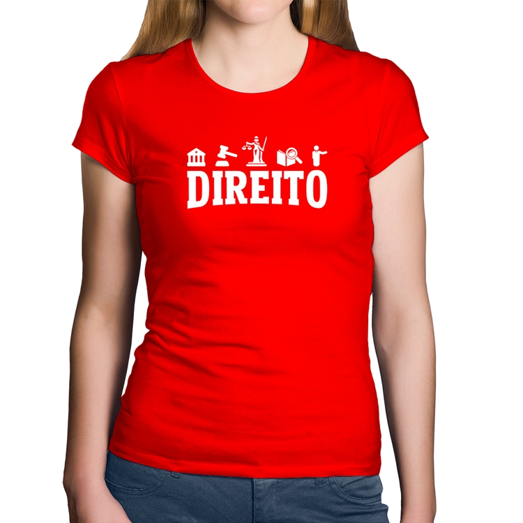 Baby Look Algodão Direito Símbolos - Vermelha