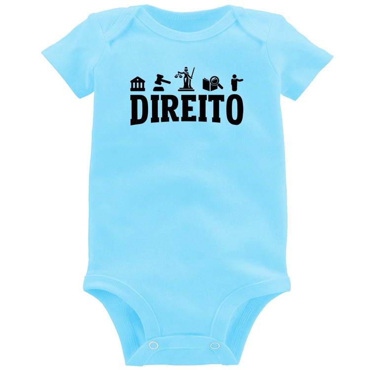 Body Bebê Direito Símbolos - Azul Bebê