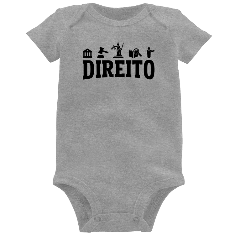 Body Bebê Direito Símbolos - Cinza