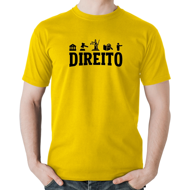 Camiseta Algodão Direito Símbolos - Amarela