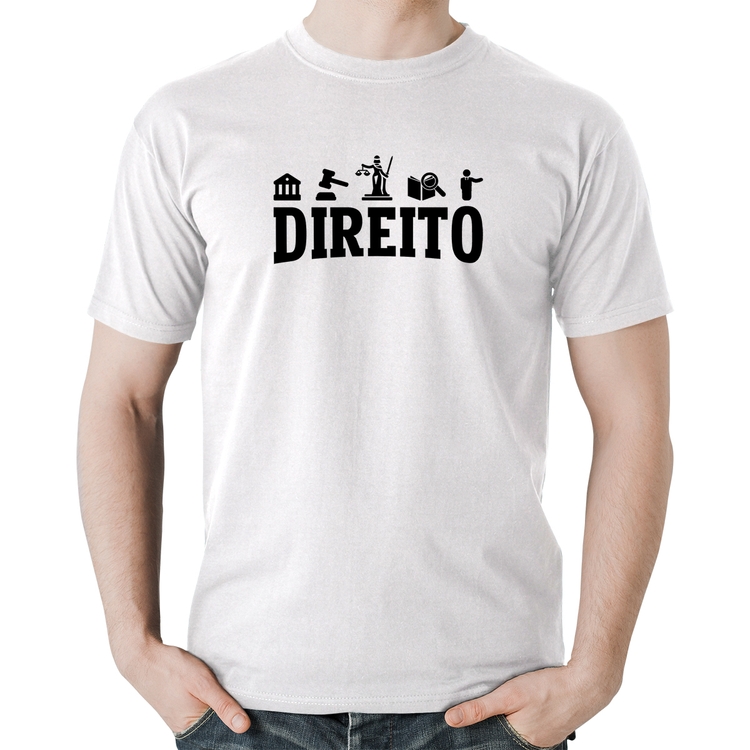 Camiseta Algodão Direito Símbolos - Branca