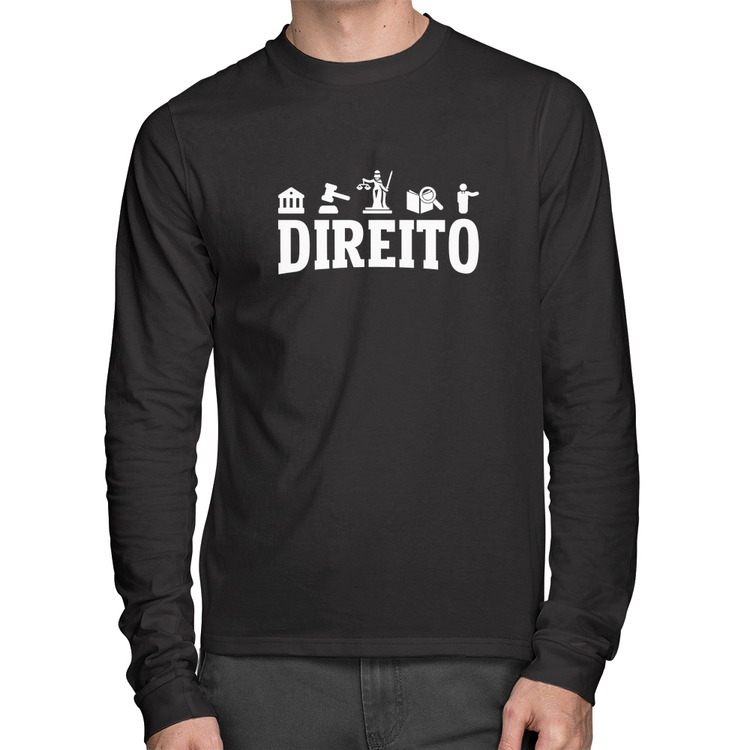 Camiseta Algodão Direito Símbolos Manga Longa