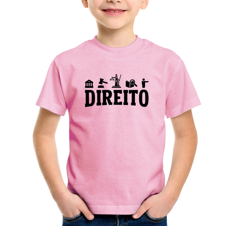Camiseta Infantil Direito Símbolos - Rosa Bebê