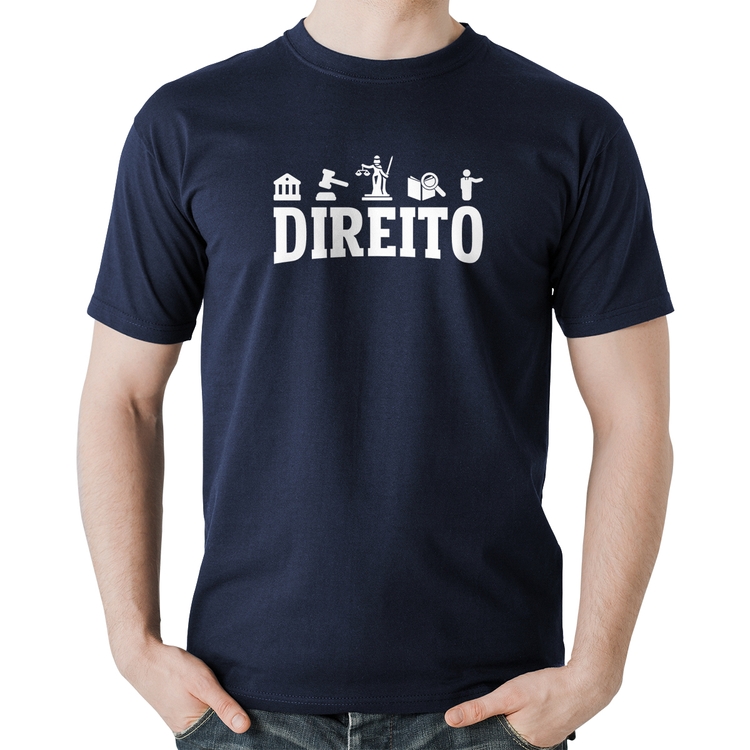 Camiseta Algodão Direito Símbolos - Marinho