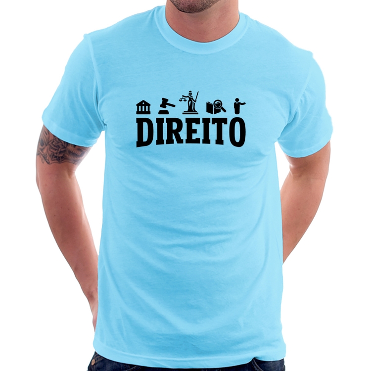 Camiseta Direito Símbolos - Azul Bebê