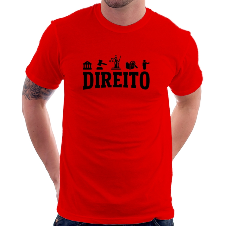 Camiseta Direito Símbolos - Vermelha