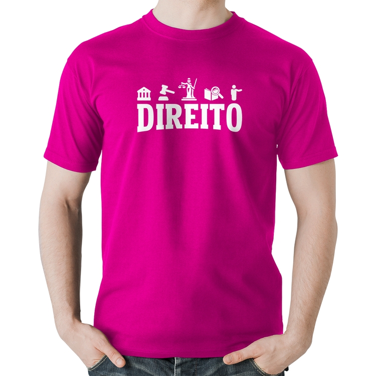 Camiseta Algodão Direito Símbolos - Rosa