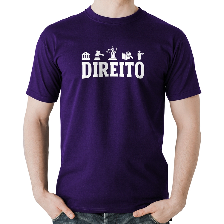 Camiseta Algodão Direito Símbolos - Roxa