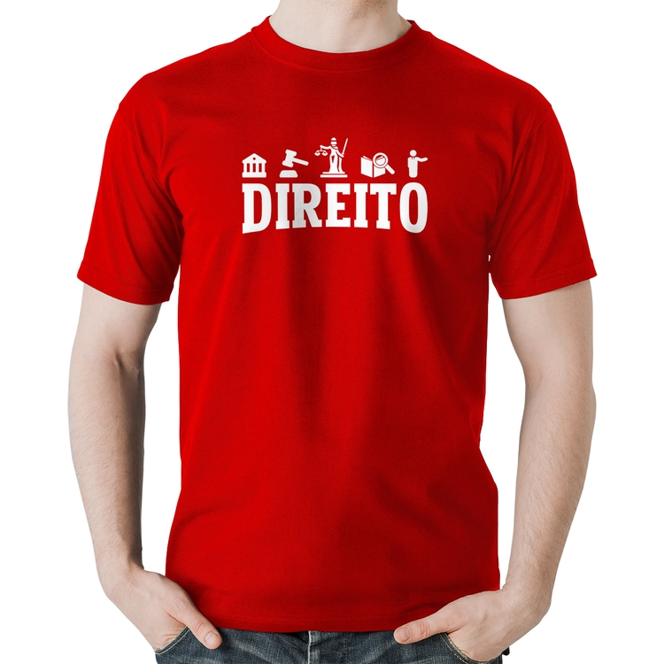 Camiseta Algodão Direito Símbolos - Vermelha