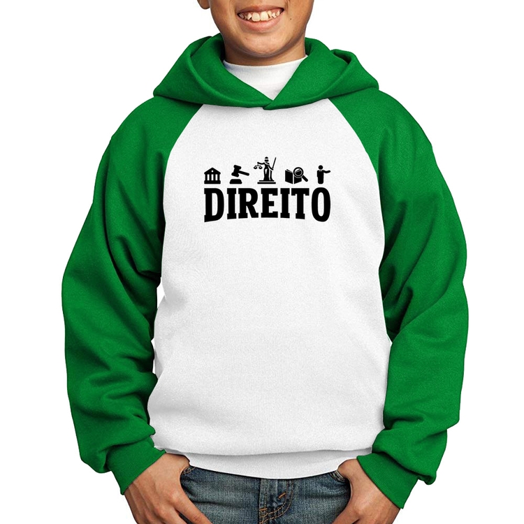 Moletom Infantil Direito Símbolos - Branco/Verde