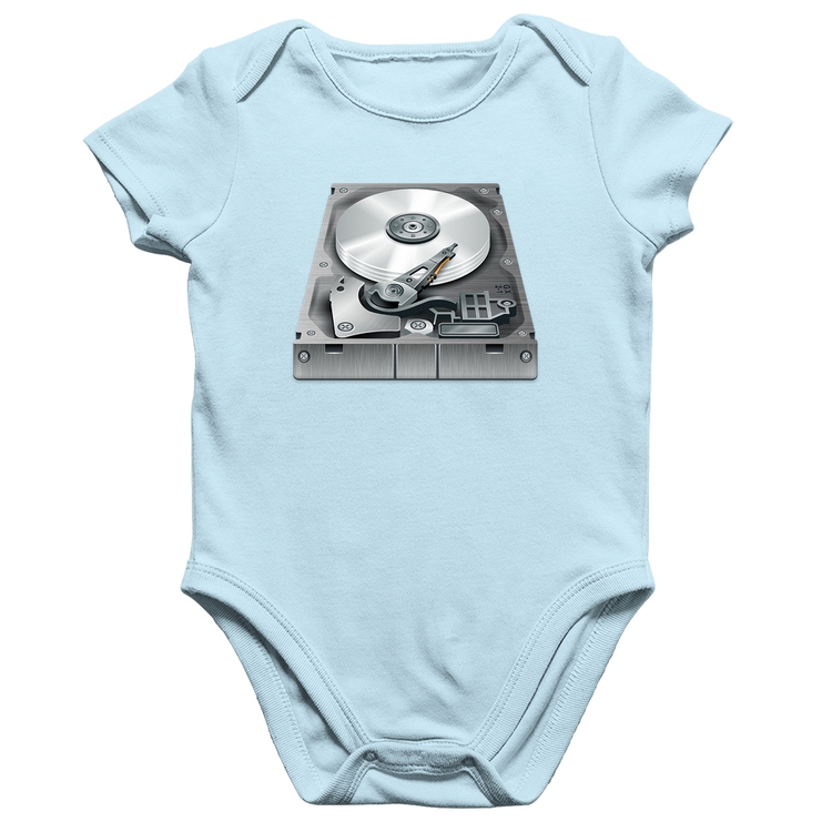 Body Bebê Algodão Disco Rígido HD - Azul Bebê