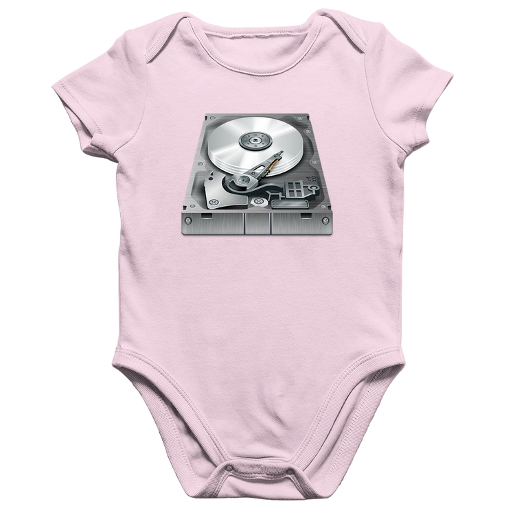 Body Bebê Algodão Disco Rígido HD - Rosa Bebê