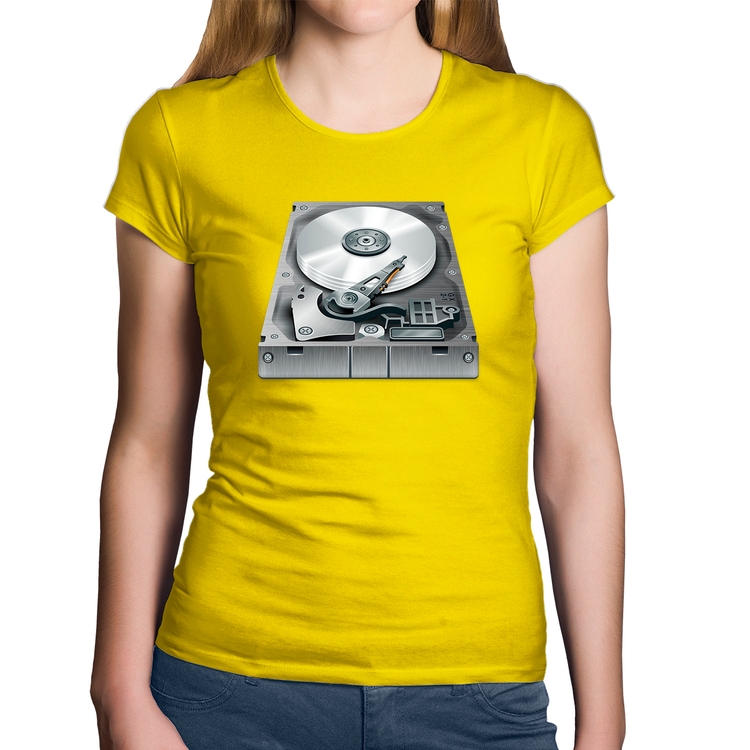 Baby Look Algodão Disco Rígido HD - Amarela