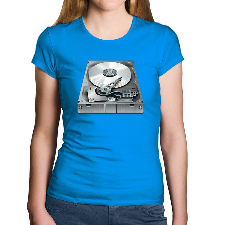 Baby Look Algodão Disco Rígido HD - Azul