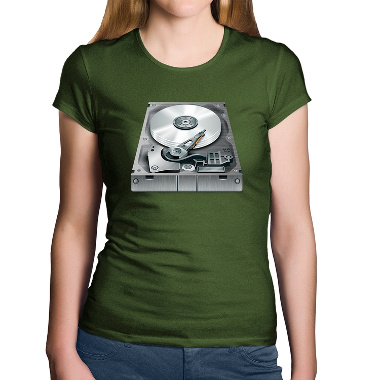 Baby Look Algodão Disco Rígido HD - Musgo