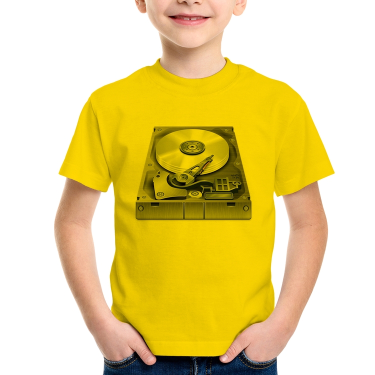 Camiseta Infantil Disco Rígido HD - Amarela