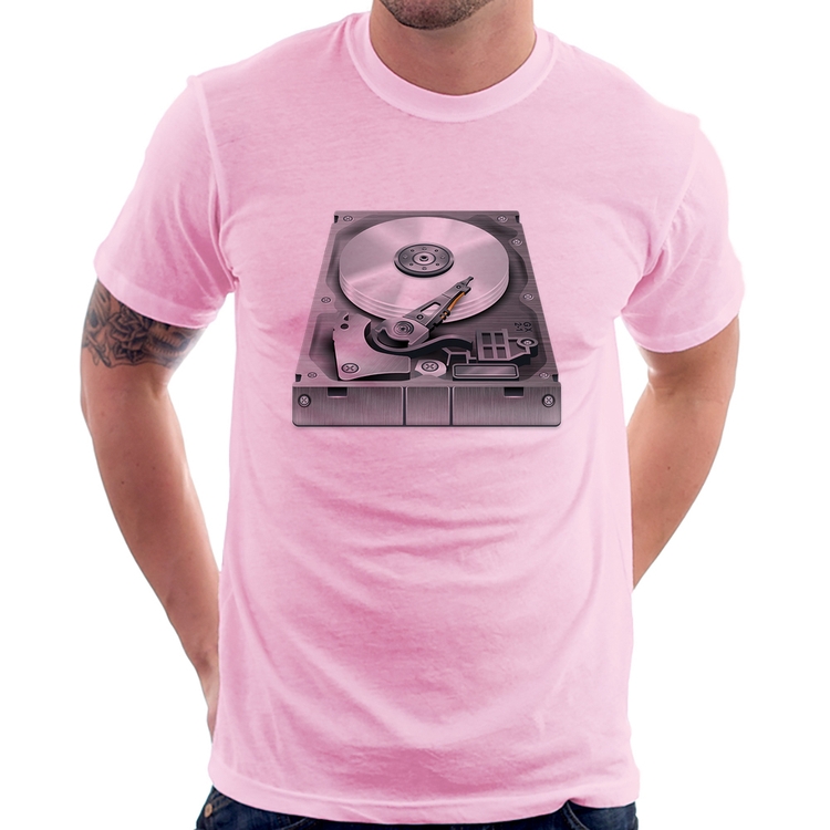 Camiseta Disco Rígido HD - Rosa Bebê