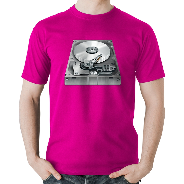 Camiseta Algodão Disco Rígido HD - Rosa
