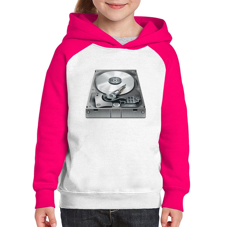 Moletom Infantil Disco Rígido HD - Branco/Rosa