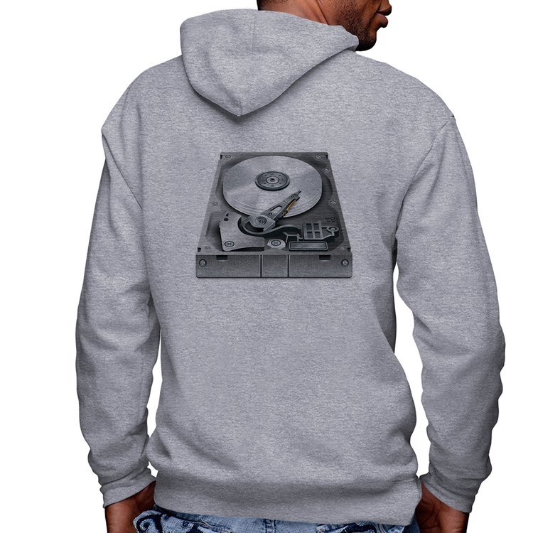 Blusa Moletom Disco Rígido HD Masculina com Capuz e Zíper - Mescla