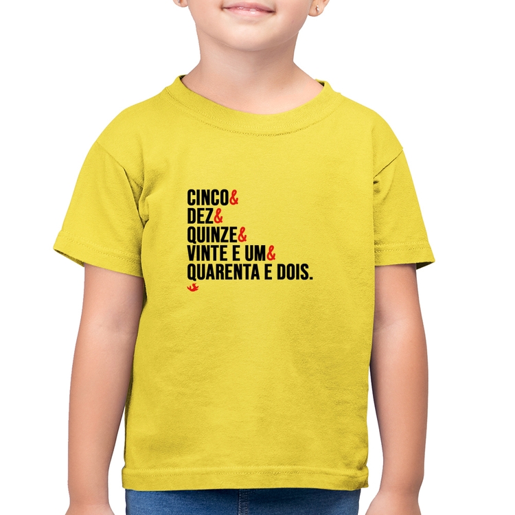 Camiseta Algodão Infantil Distâncias de Corrida - Amarelo Canário
