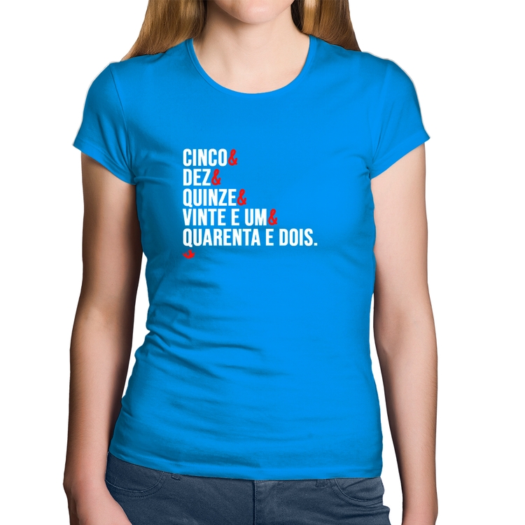 Baby Look Algodão Distâncias de Corrida - Azul