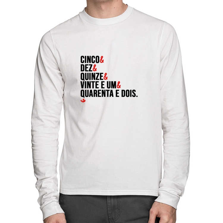 Camiseta Algodão Distâncias de Corrida Manga Longa - Branca