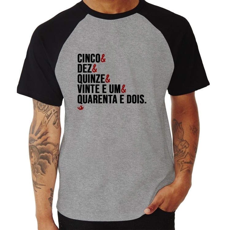 Camiseta Raglan Distâncias de Corrida - Cinza/Preto