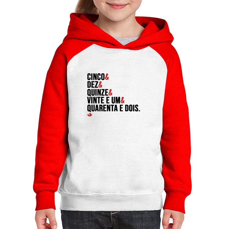 Moletom Infantil Distâncias de Corrida - Branco/Vermelho