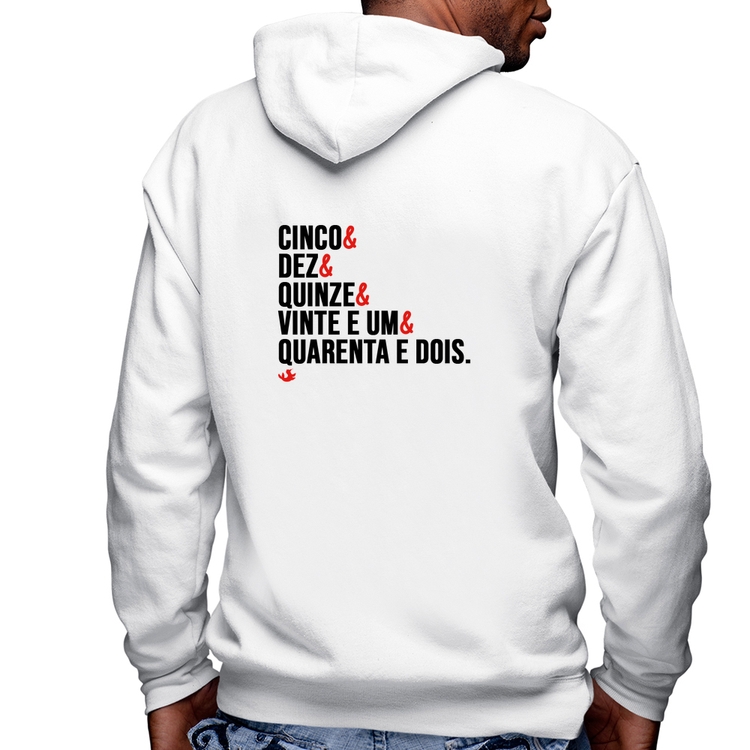 Blusa Moletom Distâncias de Corrida Masculina com Capuz e Zíper - Branca