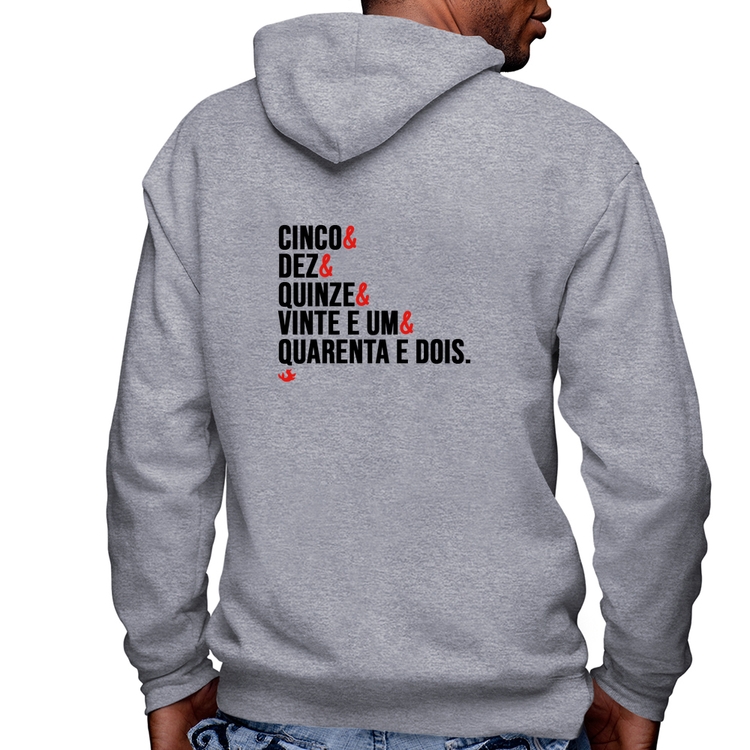 Blusa Moletom Distâncias de Corrida Masculina com Capuz e Zíper - Mescla