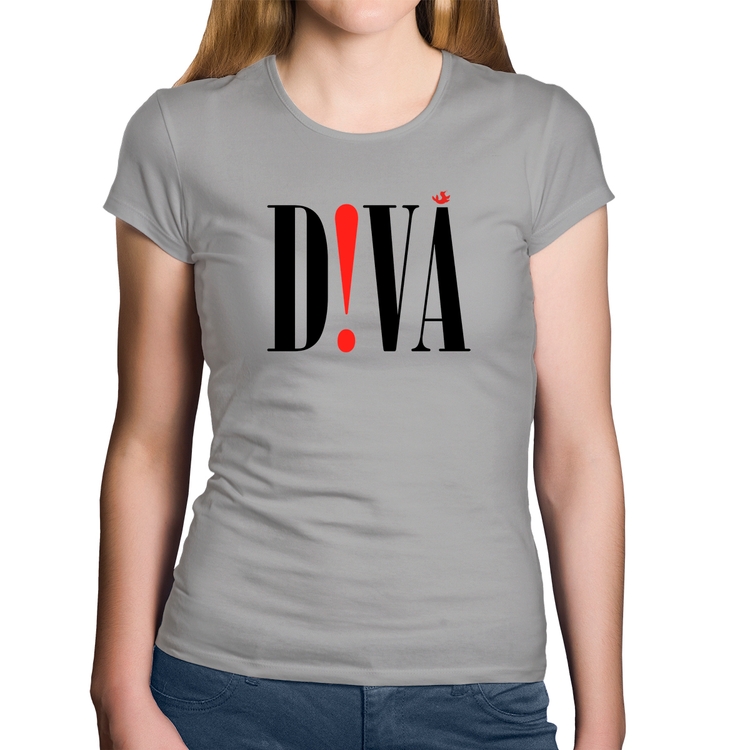 Baby Look Algodão Diva - Cinza